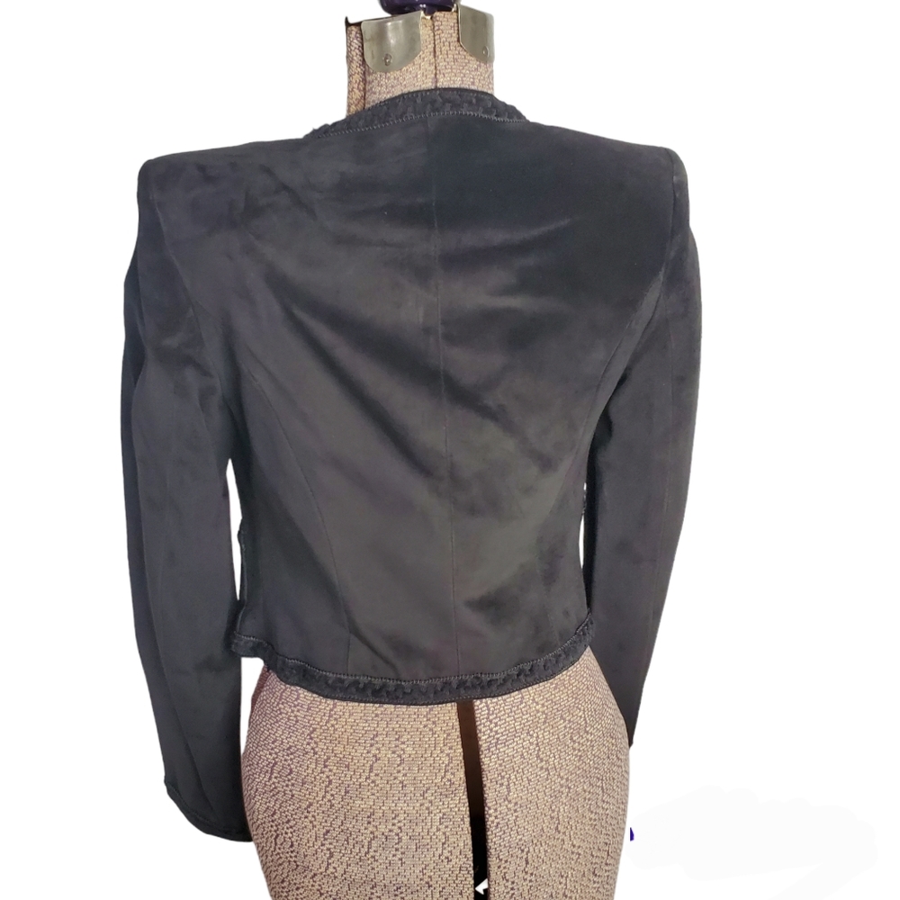 Vintage Danier black suede cropped button down jacket size small - Picture 5 of 16